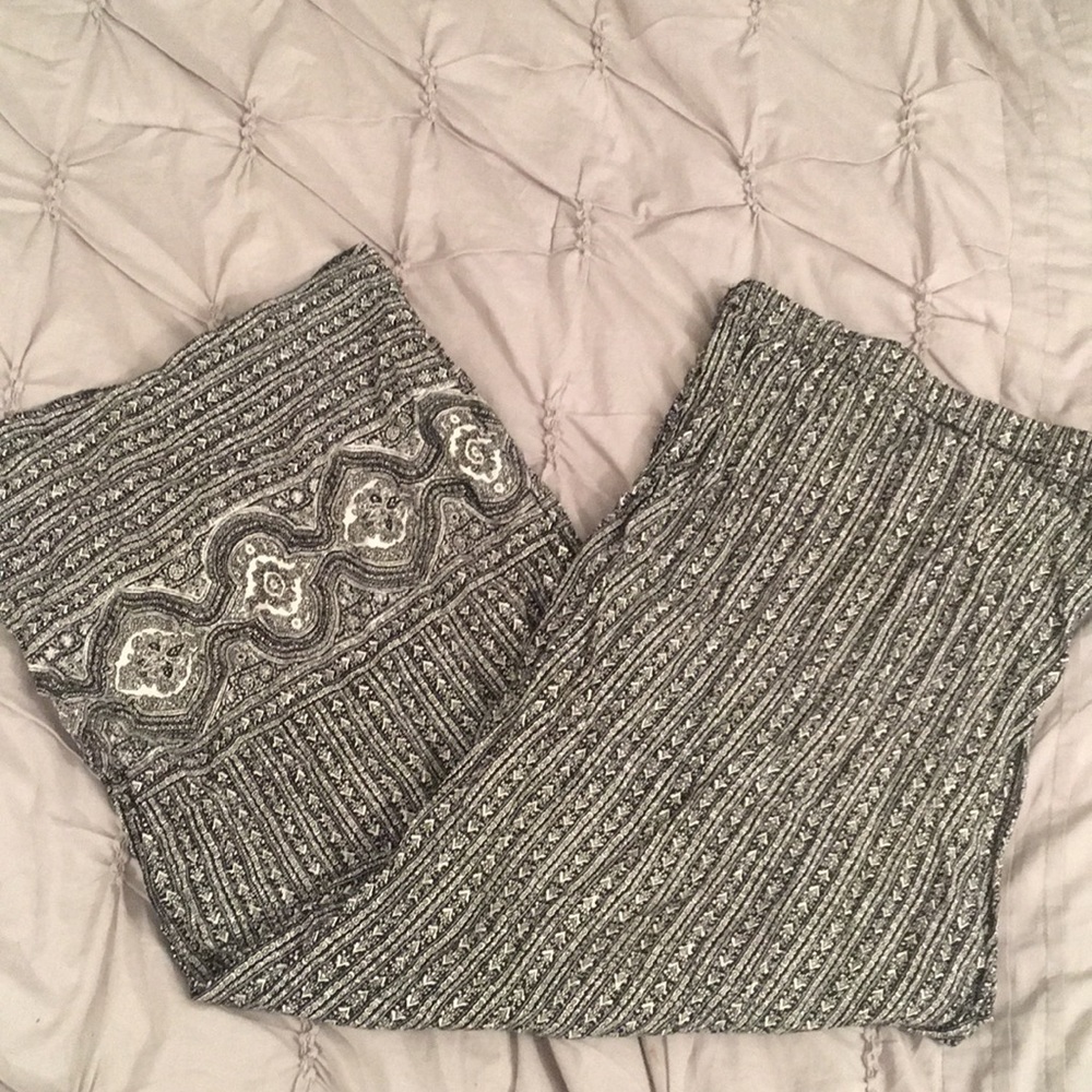 Patterned black and cream dress pant